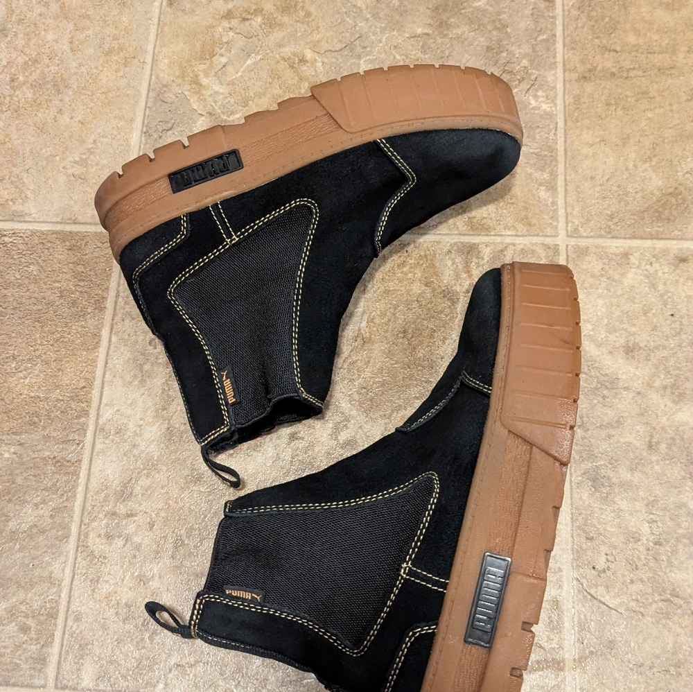 Puma Black Suede Boots For Women Size 9.5 - Picture 4 of 6